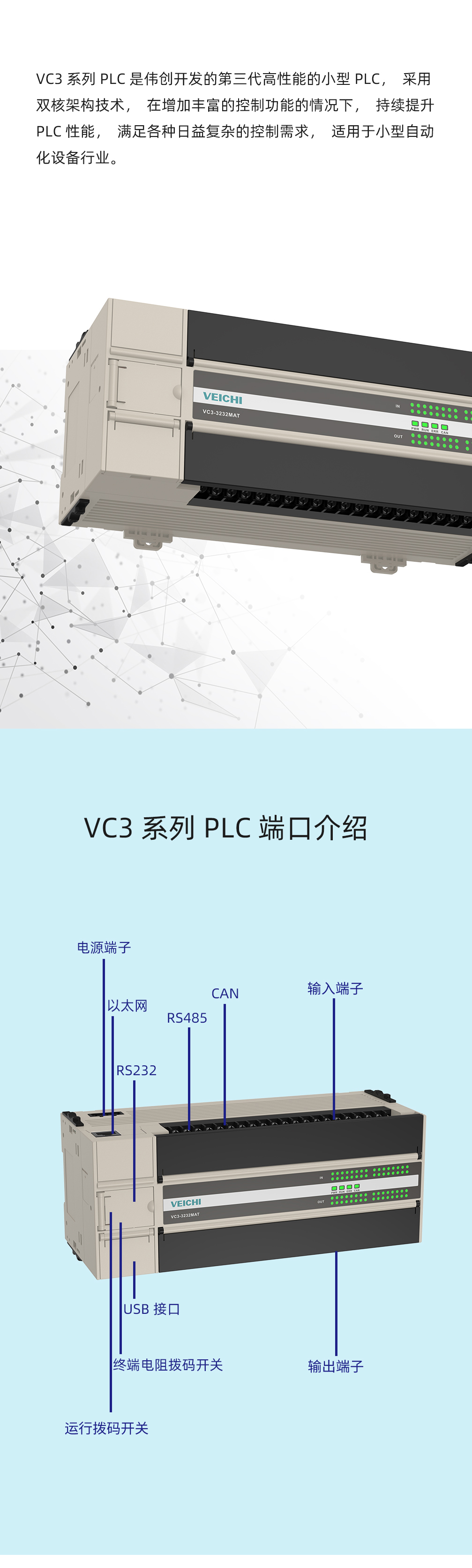 伟创电气,苏州伟创电气科技股份有限公司,VC3系列CAN总线高性能小型PLC